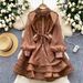 Women's Clothing High End Heavy Diamond Ruffle Dress Women's Spring Dress With Tie Waist Temperament Lace Puffy Dress_ecoleips.com