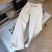 Fashion Checkered White Straight Leg Jeans For Women - Loose Fit High Waist Wide Leg Trousers With Flowy Hem_ecoleips.com