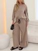 Plus Size Leopard Print Two Piece Set Round Neck Long Sleeve Top With Elastic Waist Loose Fitting Trousers Women's Trendy Outfit_ecoleips.com