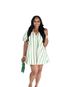 Women's Clothing V-Neck Puff Sleeve Dress Striped Pocket Detail Loose Fit Spring/Summer Fashion_ecoleips.com