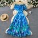 Women's Clothing Women's Romantic Style Off-Shoulder Ruffle Floral Print Dress Slimming A-Line Skirt Summer Fashion_ecoleips.com