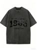 Retro Washed Women's Clothing, Distressed Letter Print, Loose Round Neck T-shirt, Suitable For Street Style And Casual Occasions, Short Sleeve Style._ecoleips.com