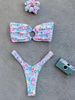 Women's Clothing Fashion Fresh Print Ring Soft Pack Tube Top Bikini Split Swimsuit_ecoleips.com