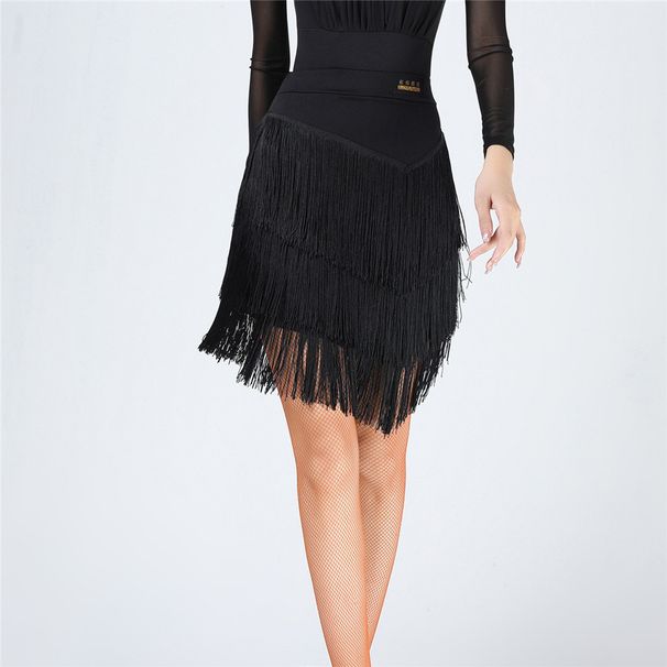 K New Latin Dance Set Practice Clothing Female Adult Half Body Skirt Tassel Skirt Underwear Dance Competition Performance Dress_ecoleips.com