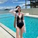 Women's Clothing Rainbow Colored Hollowed Out Floral Pattern One Piece Swimsuit Fresh Simple Style High End Beach Vacation Wear_ecoleips.com