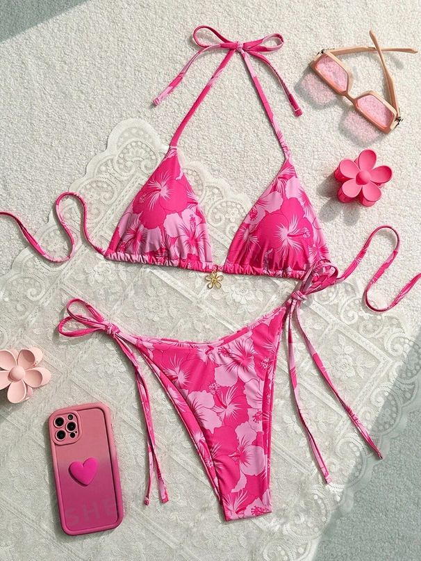 2025 New Bikini European And American Triangle Cup Printed Sexy Bikini Split Swimsuit Swimwear Women_ecoleips.com