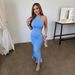 CY902433 European And American Cross Border New Fashion Women's Clothing Solid Color Sleeveless Halter Neck Waist Slimming Irregular Dress_ecoleips.com