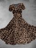 Cross-bordr Printd With Europan And Amrican Animal Fur Txtur 3D Digital Printing Popular Mid-lngth Drss_ecoleips.com