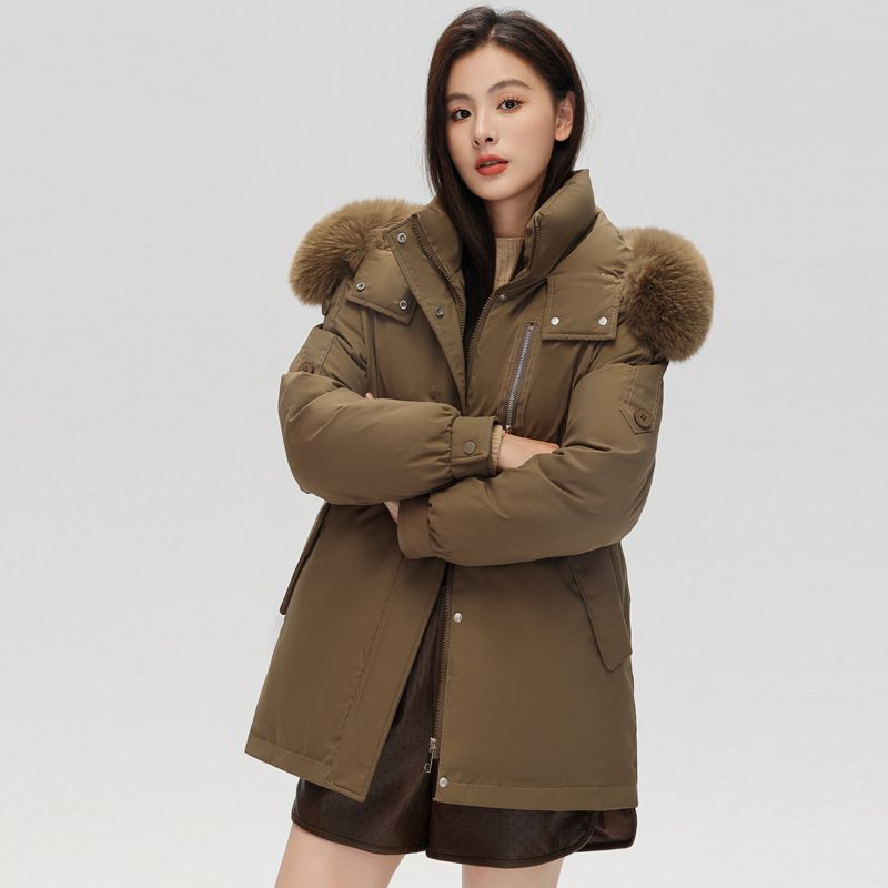 Women's Short Puffer Jacket With Faux Fur Trim, Winter Coats For Petite Women, Thickened Workwear Style Parka, Casual Outerwear _ecoleips.com