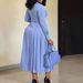 Women's Clothing Fashion Long Sleeved High Waisted Pleated Slim Solid Color Elegant High-Waisted Ruffle Long Sleeve Solid Color Maxi Dress For Women_ecoleips.com