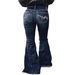 Women's Clothing Plus Size Clothes Retro Embroidered Jeans Mid Rise Stretch Flared Pants Washed Frayed Edges For Women_ecoleips.com