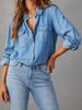 K Denim Shirt Casual Lapel Single Breasted Women's Long Sleeved Denim_ecoleips.com