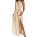 2026 New Spring Women's Clothing, Cross-Border European And American Dress, Sexy High-Waisted Slit One-Shoulder Printed_ecoleips.com