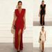 Women's Sleeveless V-Neck Split Hem Dress - Minimalist Solid Color Summer Casual Maxi Dress_ecoleips.com