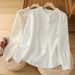 Women's Long Sleeved Blouse Lace Trimmed Embroidered Cotton Base Layer Top Spring 2026 New Style_ecoleips.com