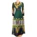 Women's Striped Clothing Printed Set Waist-Cinching Outerwear Muslim Robe Evening Dress_ecoleips.com