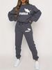 Women's Autumn And Winter Hip-hop Casual Street Letter Printed Round Neck Sports Shirt+sports Pants Warm Suit-622_ecoleips.com