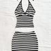 Floral Summer Vacation Style Women's Tie-Front Halter Dress And Bodycon Skirt Set Sexy Versatile Two-Piece Outfit_ecoleips.com
