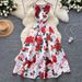 "Retro-Inspired Slim Fit Dress With Waist Cincher & Puffy Hem – Women's Sleeveless Printed A-Line Dress (Multiple Patterns, S-XXL)"_ecoleips.com