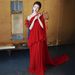 Red One-Shoulder Morning Robe Unique Simple Engagement Evening Gown Elegant Subtly Luxurious Wedding Toast Dress Women's Party Wear_ecoleips.com