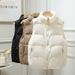Women's Quilted Sleeveless Vest Jacket - Winter Puffer Gilet With Stand Collar, Fashionable Waistcoat For Casual Outfits (Black, Beige, Khaki, Red)_ecoleips.com