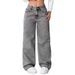Women's Casual Straight Leg Wide Leg Solid Color Jeans Autumn Fashion Relaxed Everyday Wear Comfortable Feshion_ecoleips.com