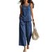 Women's Cotton Linen Vacation Vest And Pants Set Multiple Colors Sizes American Style In Stock_ecoleips.com