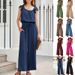 Women's Clothing Women's Pleated Square Neck Jumpsuit Sleeveless Ruffle Sleeves Pockets Solid Color Style Spring Summer_ecoleips.com