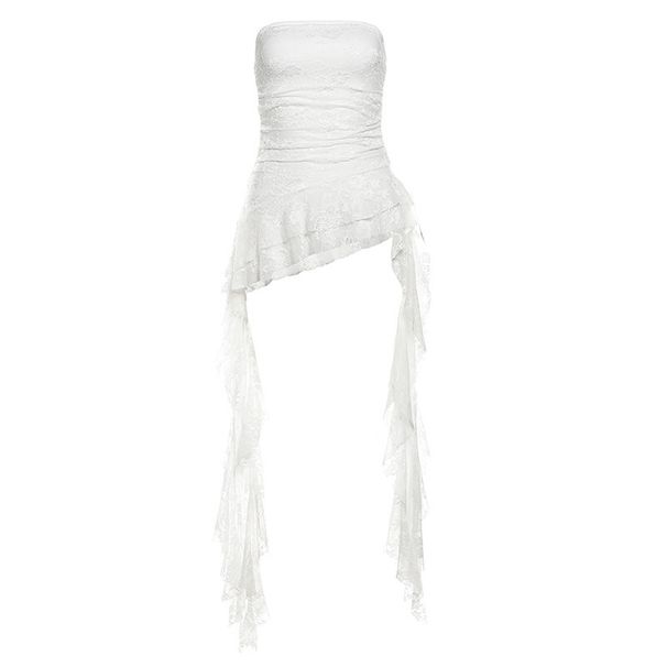 Women's Clothing One Shoulder Wrap Chest Slim Hollow Lace Wave Edge Top_ecoleips.com