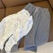 Breathable Linen Pants For Women - High Waisted Straight Leg Summer Trousers With Drawstring, Gray Striped Casual Office Pants For Petite_ecoleips.com