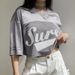 Summer Women's Printed Pullover T-Shirt V-Neck Mesh Patchwork Five-Sleeve Sports Top European And American Style Wholesale_ecoleips.com