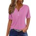 's Best-selling Spring-summer Loose-fitting T-shirt With V-neck, Three-button Print, Short-sleeved European And_ecoleips.com