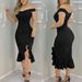 Women's Off Shoulder Sequin Mermaid Hem Bodycon Midi Dress – Elegant Party Gown_ecoleips.com
