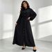 Fashion Lapel Full Button Elegant Long Dress_ecoleips.com
