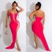 Women's Solid Color Long Skirt V Neck Sleeveless Shoulder Strap Diamond Detailing Dress For European And American Fashion C6039_ecoleips.com