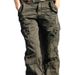 Women's Clothing Multi Pocket Large Size Black Casual Pants Khaki Overalls Loose Straight Trousers_ecoleips.com
