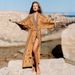 Women's Clothing Long Beach Blouse Kimono Cotton Printed Holiday Robe Cardigan Sunscreen Shawl_ecoleips.com