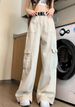 2025 Spring Multi Pocket Workwear Jeans Women's New High Waisted, Loose A Wide Leg Slimming Versatile Casual Pants_ecoleips.com