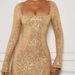 Elegant Square Neck Sequin Party Dress – Glamorous Bodycon Mini Dress For Women (Gold/Black, S/M/L/Xl)_ecoleips.com