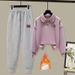 Youthful Contrast Color Knit Top & Korean Jogger Pants Set - Casual Two-Tone Outfit With Relaxed Fit_ecoleips.com