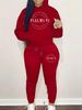 Women's Autumn And Winter Casual Fashion Letter Pattern Printed Thick Velvet Warm Hooded Sweatshirt+sweatpants Set-671_ecoleips.com