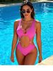 Women's Clothing Style Bikini Set Drawstring Lace Up Invisible Shoulder Straps Swimwear Quick-Dry Polyester, Modest Coverage_ecoleips.com