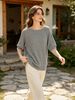 Lightweight Boat Neck Oversized Women Knit Blouse_ecoleips.com
