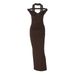 Fashion 2025 Summer New Women's Sexy Elegant V-neck Slim Fit Slit Ribbon Dress Wholesale_ecoleips.com