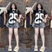 Women's Clothing Women's Retro Sports Jersey Set Short Sleeve Color Block T-Shirt And Milk Silk Wide Leg Shorts Two Piece Summer Outfit_ecoleips.com