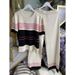 Women's Clothing Casual Suit For Women, Simple And Versatile, Round Neck Short Sleeved Striped Knitted Top + High Waist Wide Leg Pants Two Piece Suit_ecoleips.com