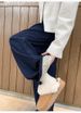 Fleece Jeans Women's Autumn And Winter 2025 New Loose Large Size Drape Straight High Waist Thin Elastic Waist Wide Leg Pants_ecoleips.com