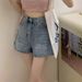Women's High-waisted Slimming Denim Shorts, 2024 New A-line Loose Ultra-short Hot Pants For Outerwear_ecoleips.com