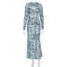 Autumn Long Dress Women Sexy Cutout Long Sleeve Dress Digital Print Fashion Casual Party Evening Dress_ecoleips.com