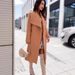 2026 Autumn/Winter: Simple Long-Sleeved Button V-Neck Laced Woolen Coat, Plum-Size Women's Wear_ecoleips.com
